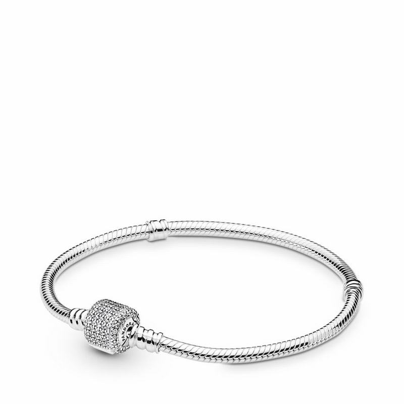 Pandora Moments Sparkling Pavé & Snake Chain Bracelet Ireland - Sterling Silver/Cubic Zirconia - 072